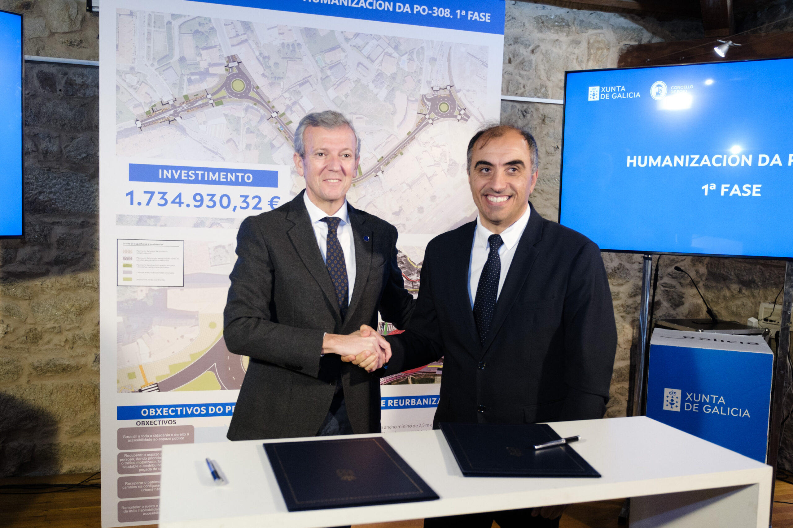 Sinatura convenio de humanización da estrada PO-308