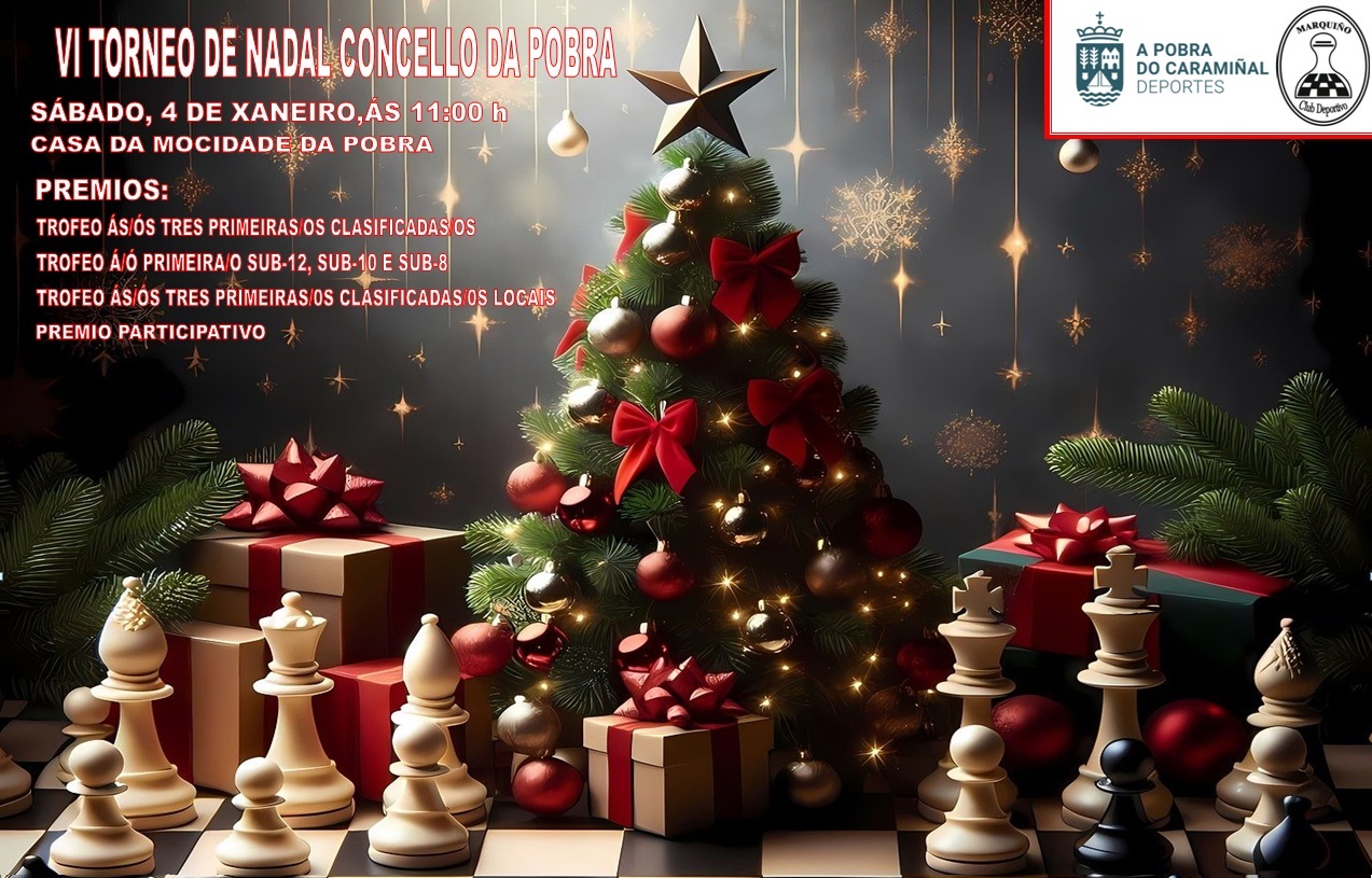 Cartel do VI Torneo de Xadrez do Nadal Concello da Pobra