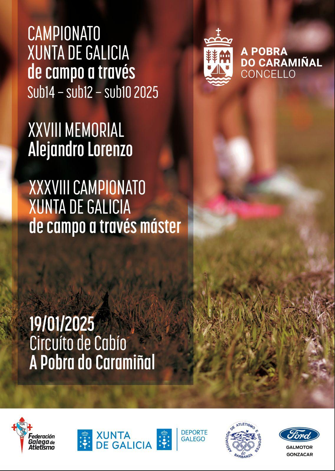 Cartel dos Campionatos Xuntra de Galicia de Campo a Través. Xaneiro 2025