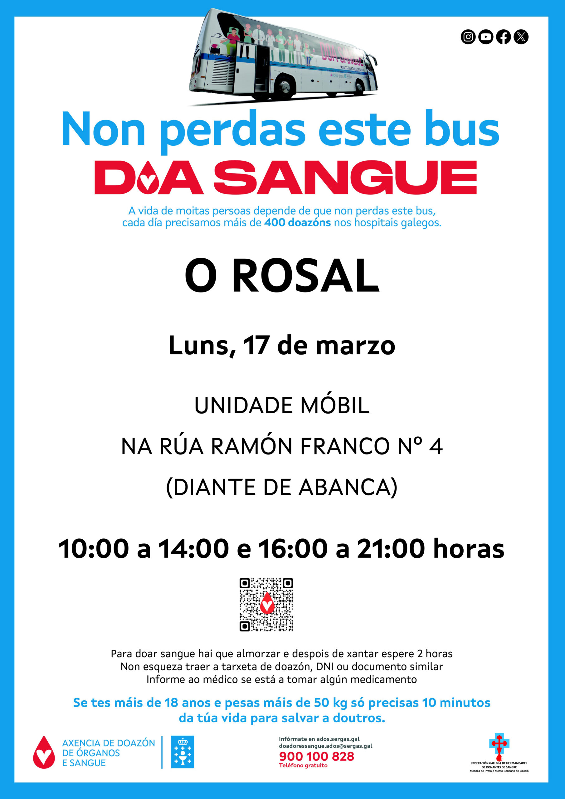 Arranque da primavera no Rosal cunha visita da unidade moìbil de doazoìn de sangue