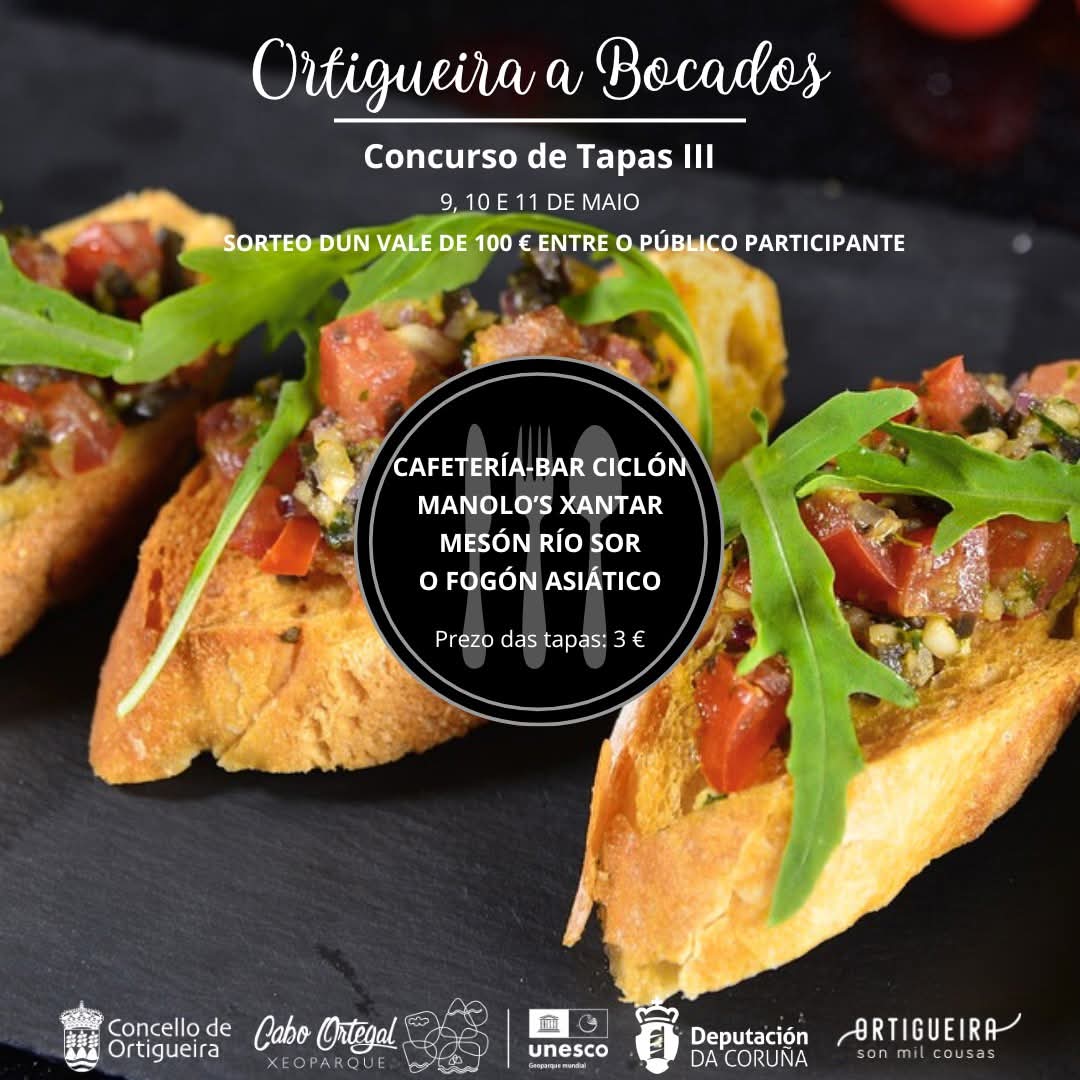 CARTEL – El concurso de pinchos ‘Ortigueira a Bocados’ sorteará un vale de 100 euros entre el público participante