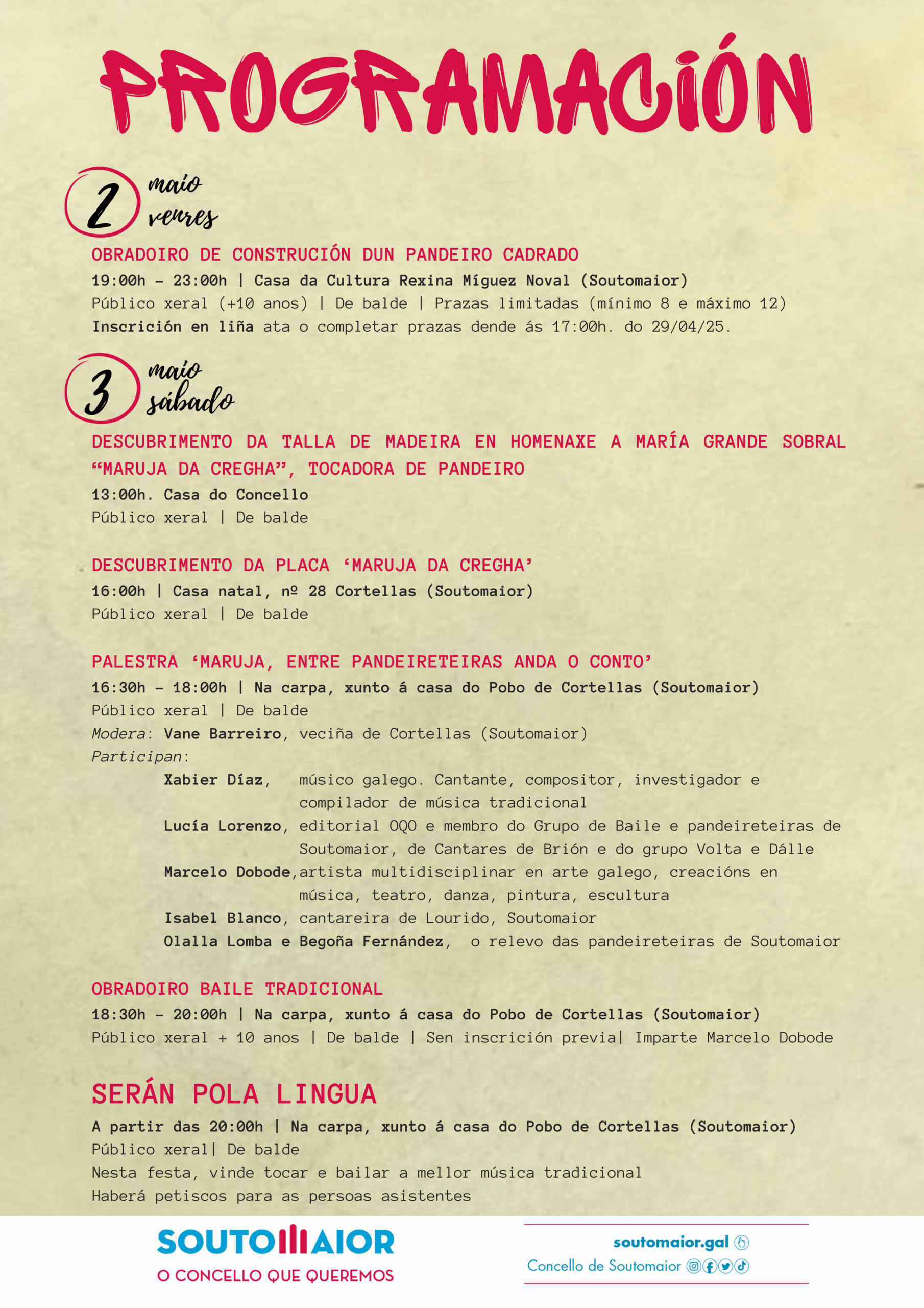 PROGRAMACIÓN SOUTOMAIOR CÁNTALLE ÁS LETRAS