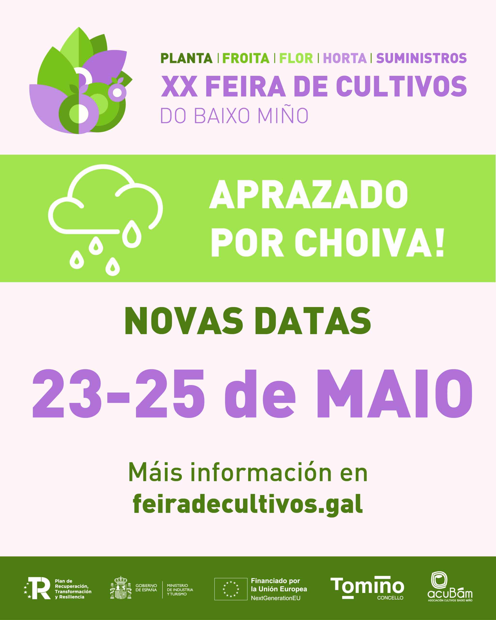 Aprazada a XX Feira de Cultivos do Baixo Miño por causas meteorolóxicas