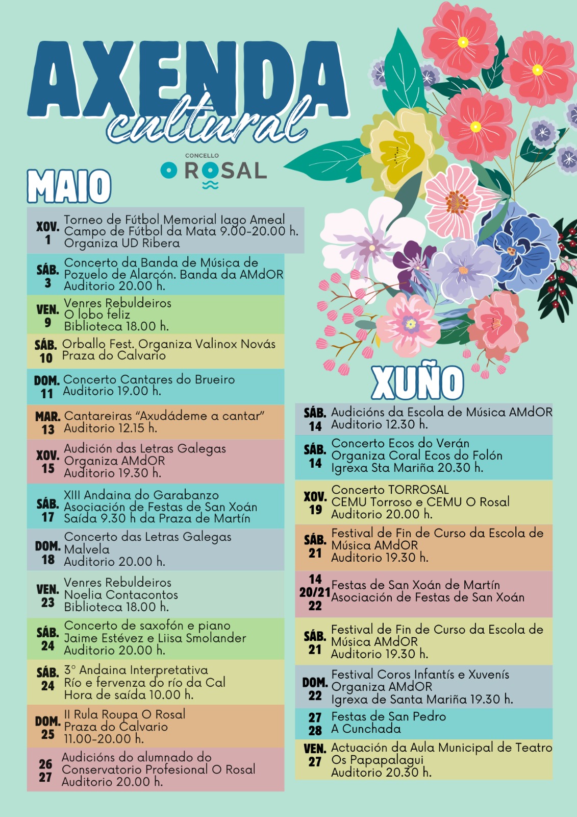O Rosal eěnchese de cultura para desfrutar da primavera con 23 plans para todos os puěblicos