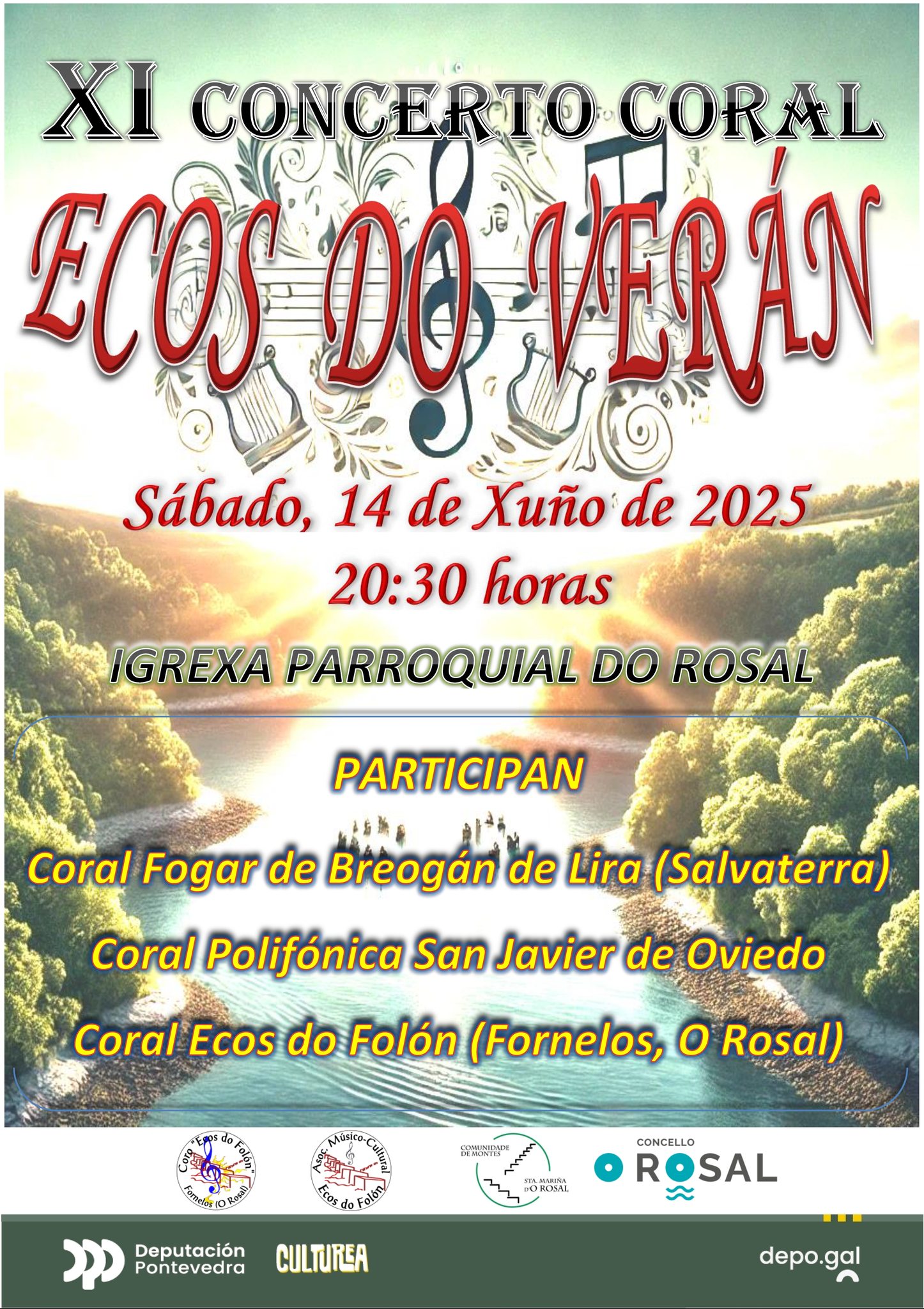 A muìsica coral enche O Rosal nunha nova edicioìn do concerto Ecos do Veraìn