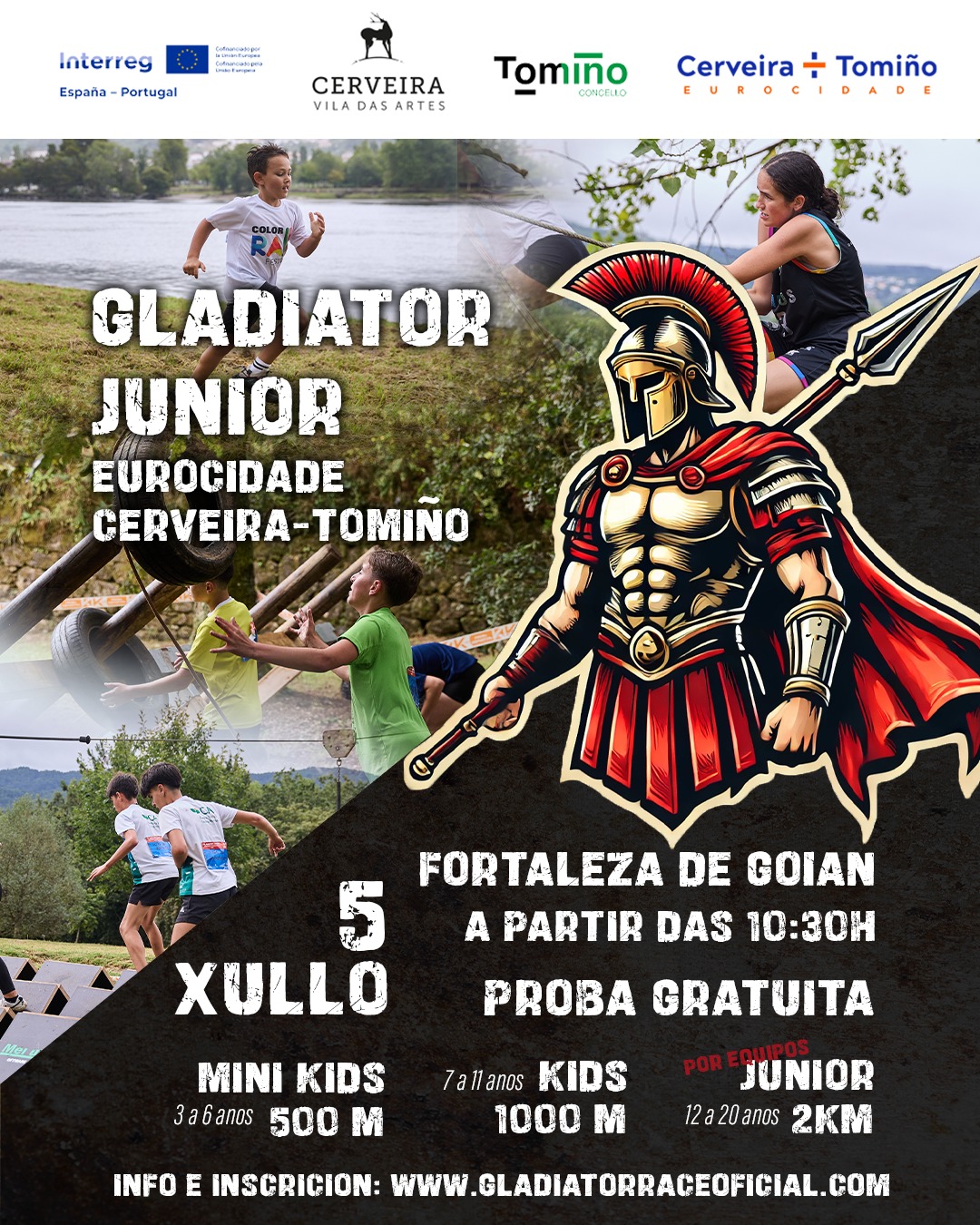 Búscanse 400 guerreiras e guerreiros para conquistar unha nova edición da Glatiator Race Junior Eurocidade Cerveira-Tomiño