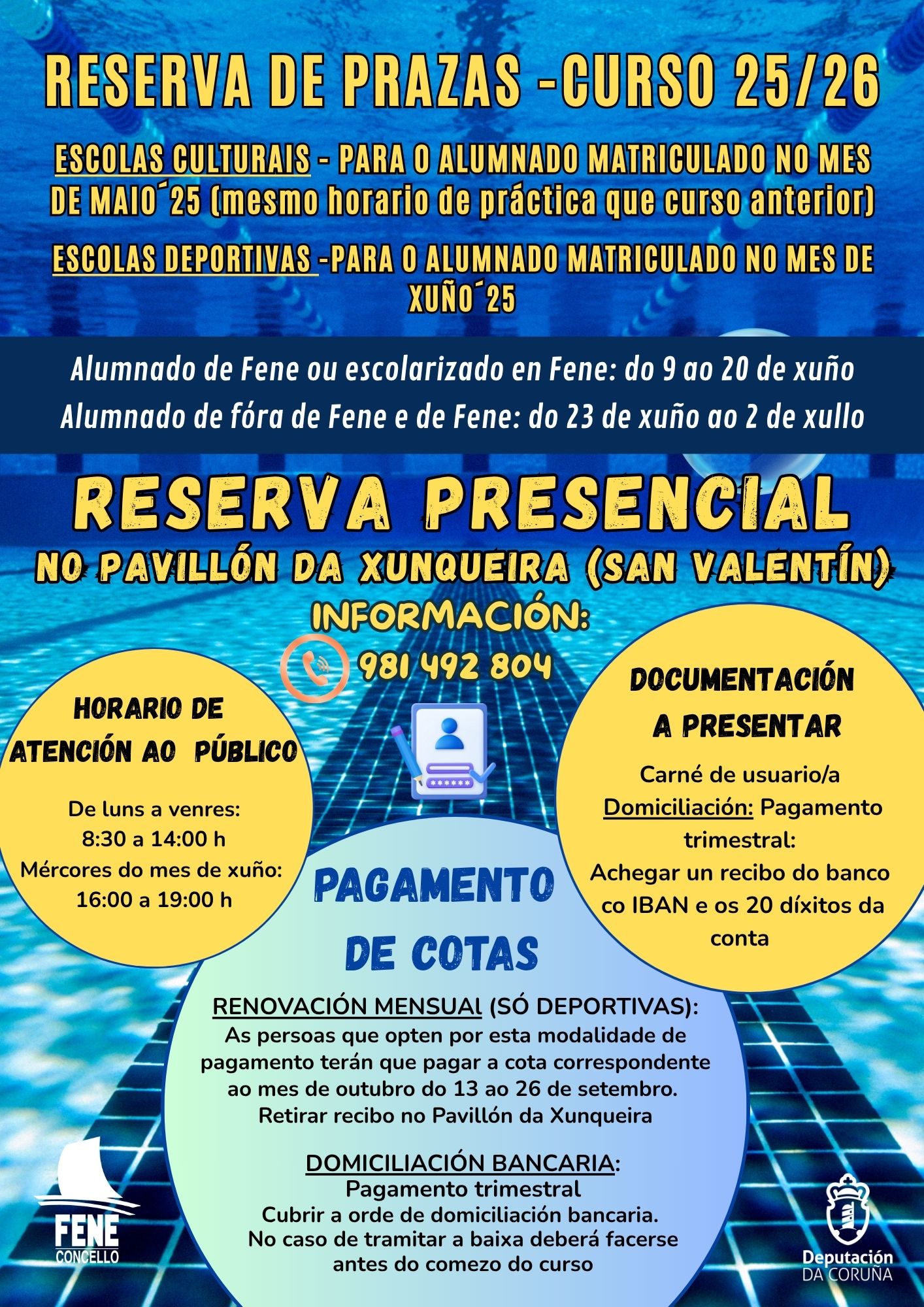 CARTAZ Reserva prazas escolas deportivas e culturais 25-26