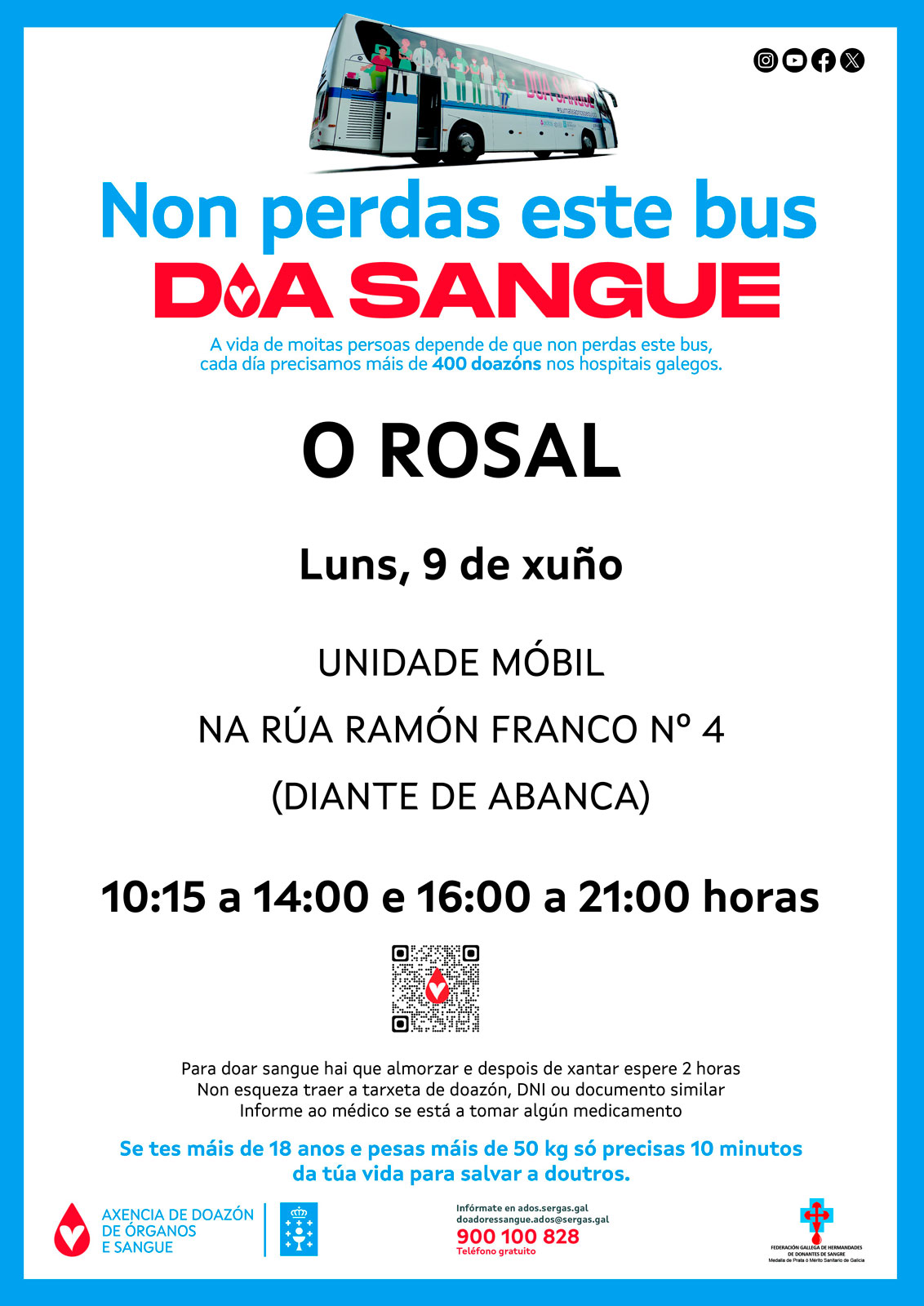 O Rosal comeza xunŢo cunha nova visita da unidade moěbil de doazoěn de sangue