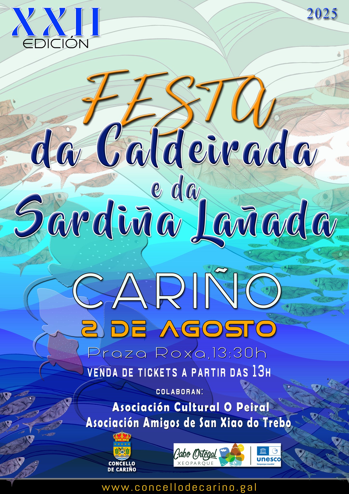 CARTEL Cariño – Cariño celebra este sábado la XXII Festa da Caldeirada e da Sardiña Lañada con casi 2.000 raciones previstas