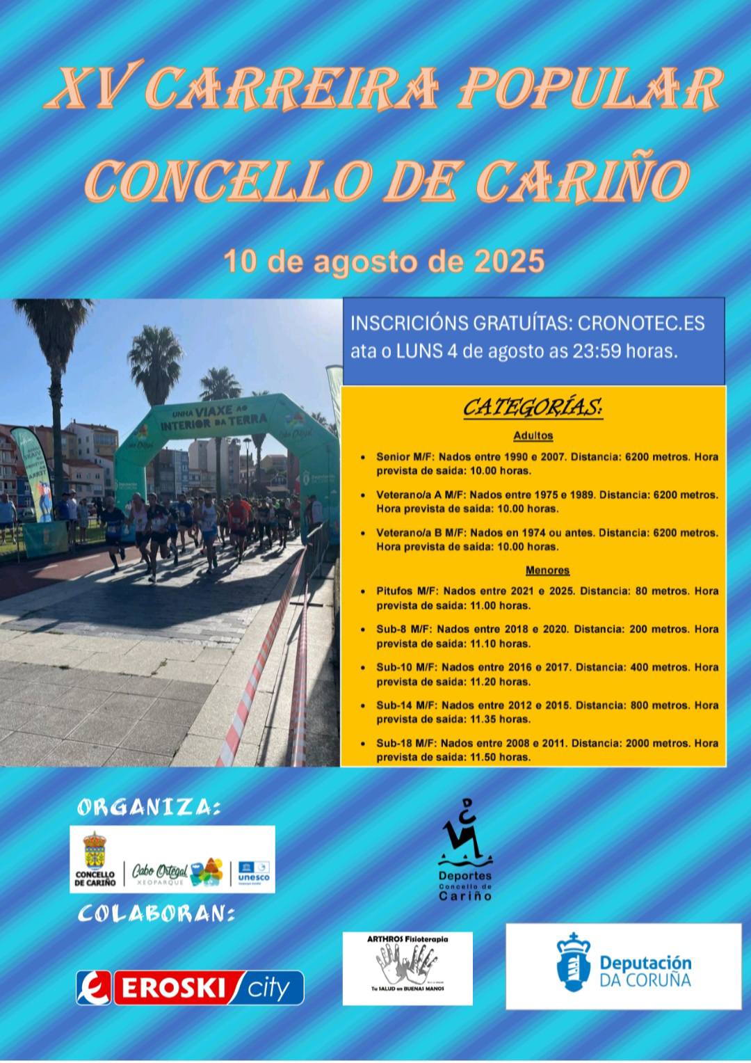 CARTEL Cariño – El Concello de Cariño abre las inscripciones para participar en la XV Carreira Popular