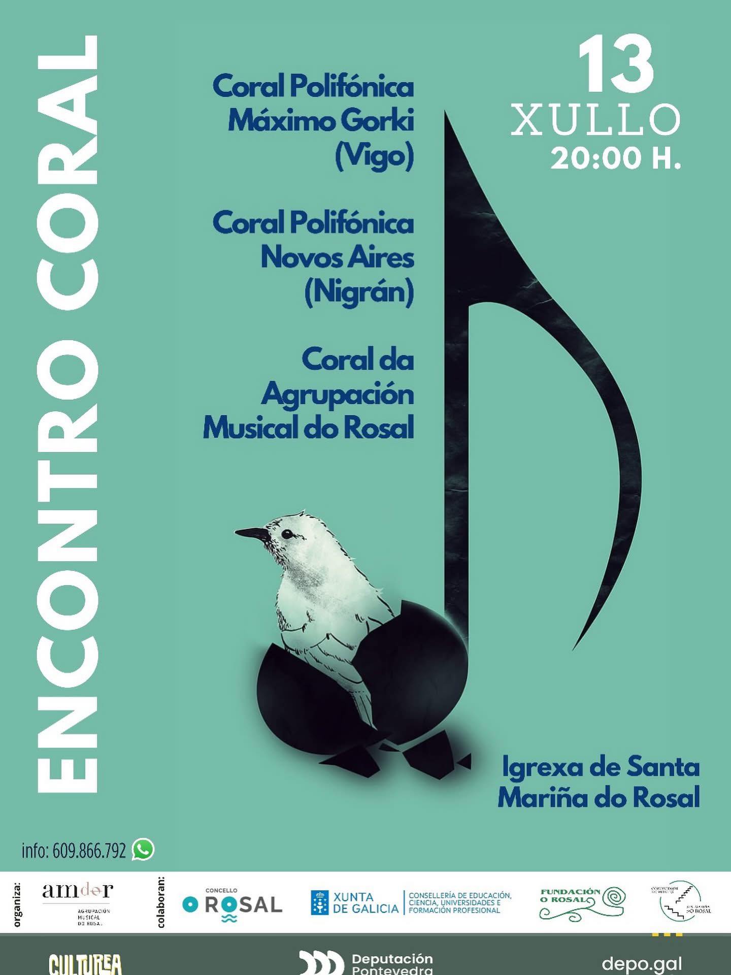 O Rosal eěnchese de voces e emocioěn cun encontro coral na igrexa de Santa MarinŢa