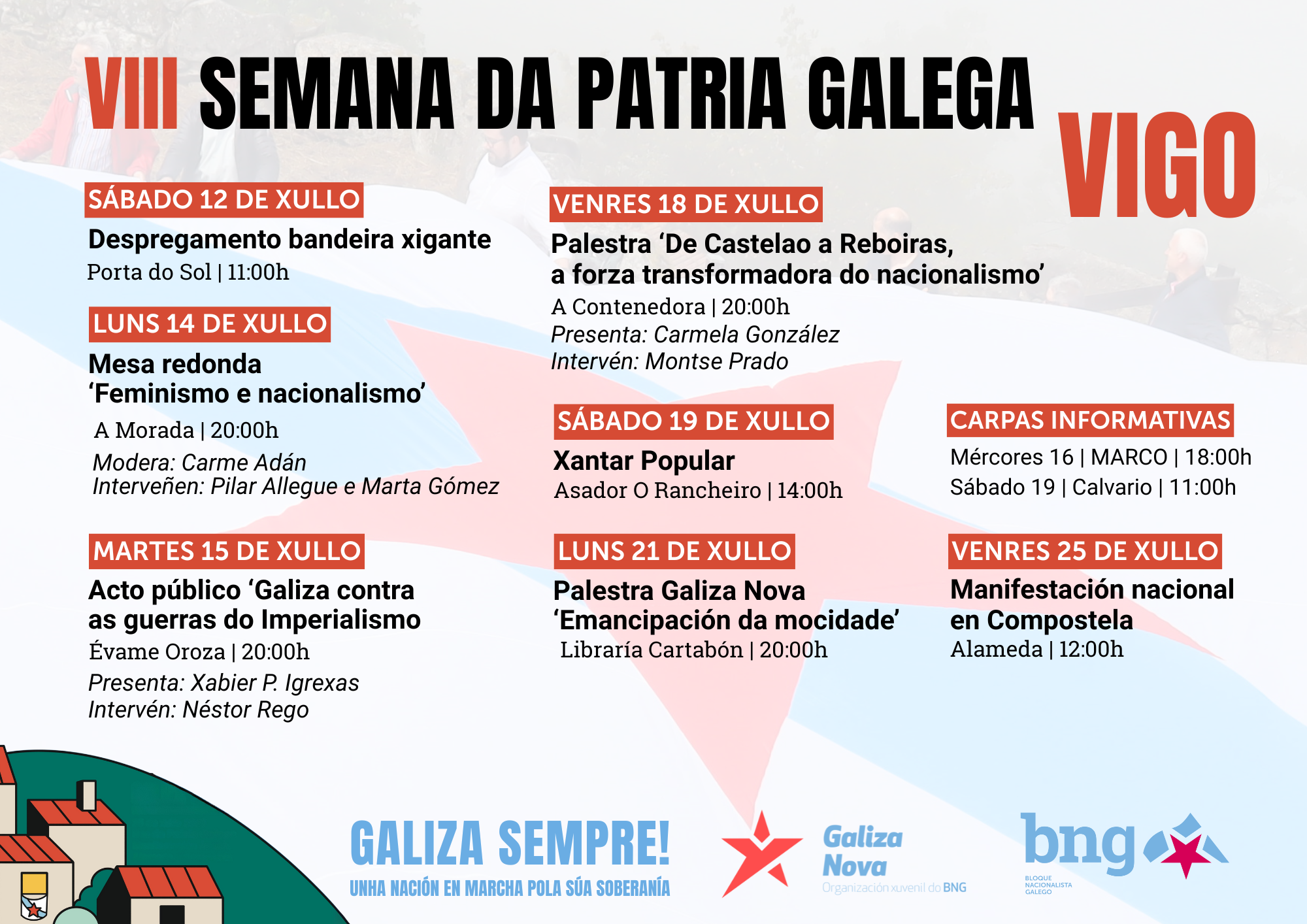 Programación SEMANA DA PATRIA GALEGA BNG Vigo