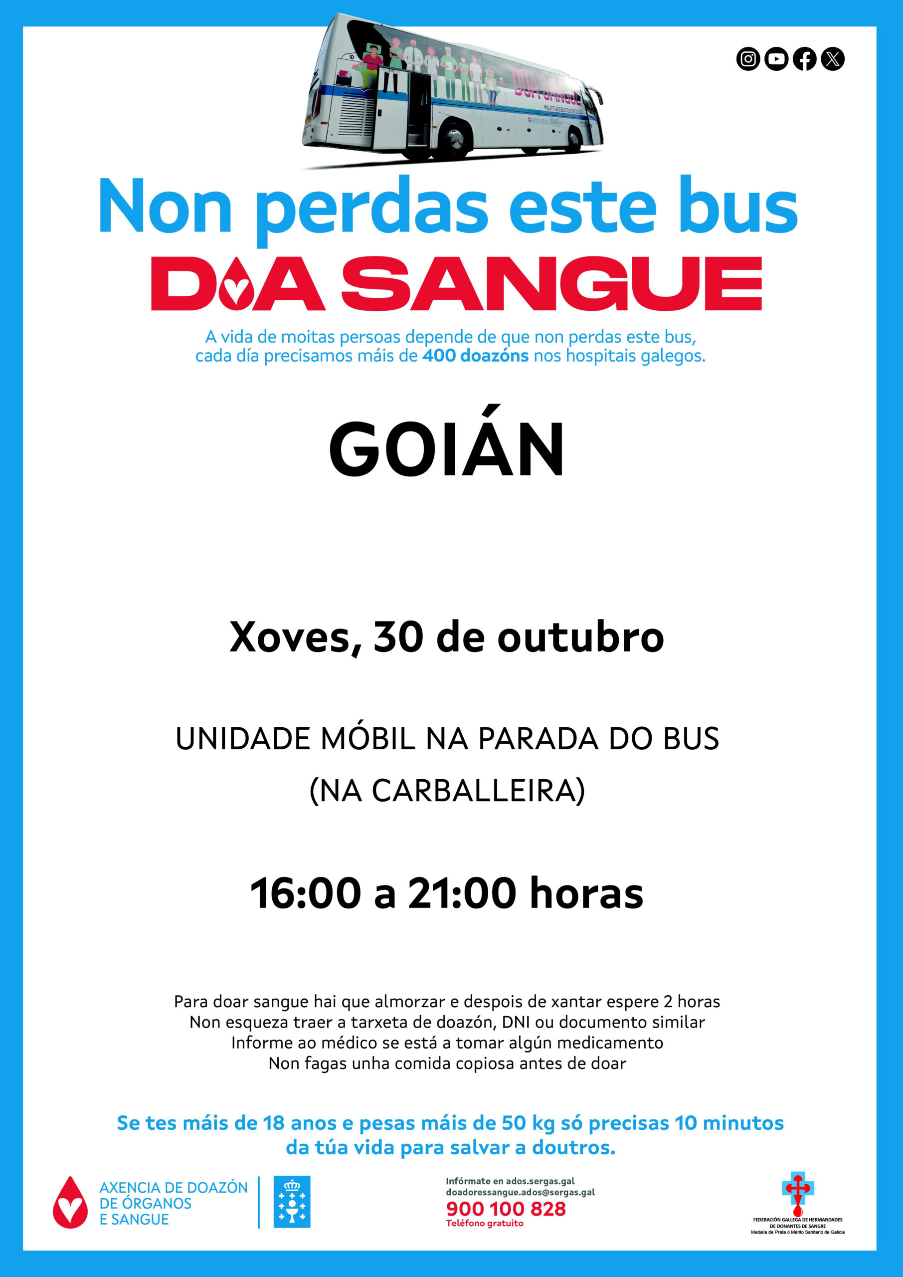 Goián acolle a visita dunha unidade móbil da Axencia Galega de Doazón de Sangue