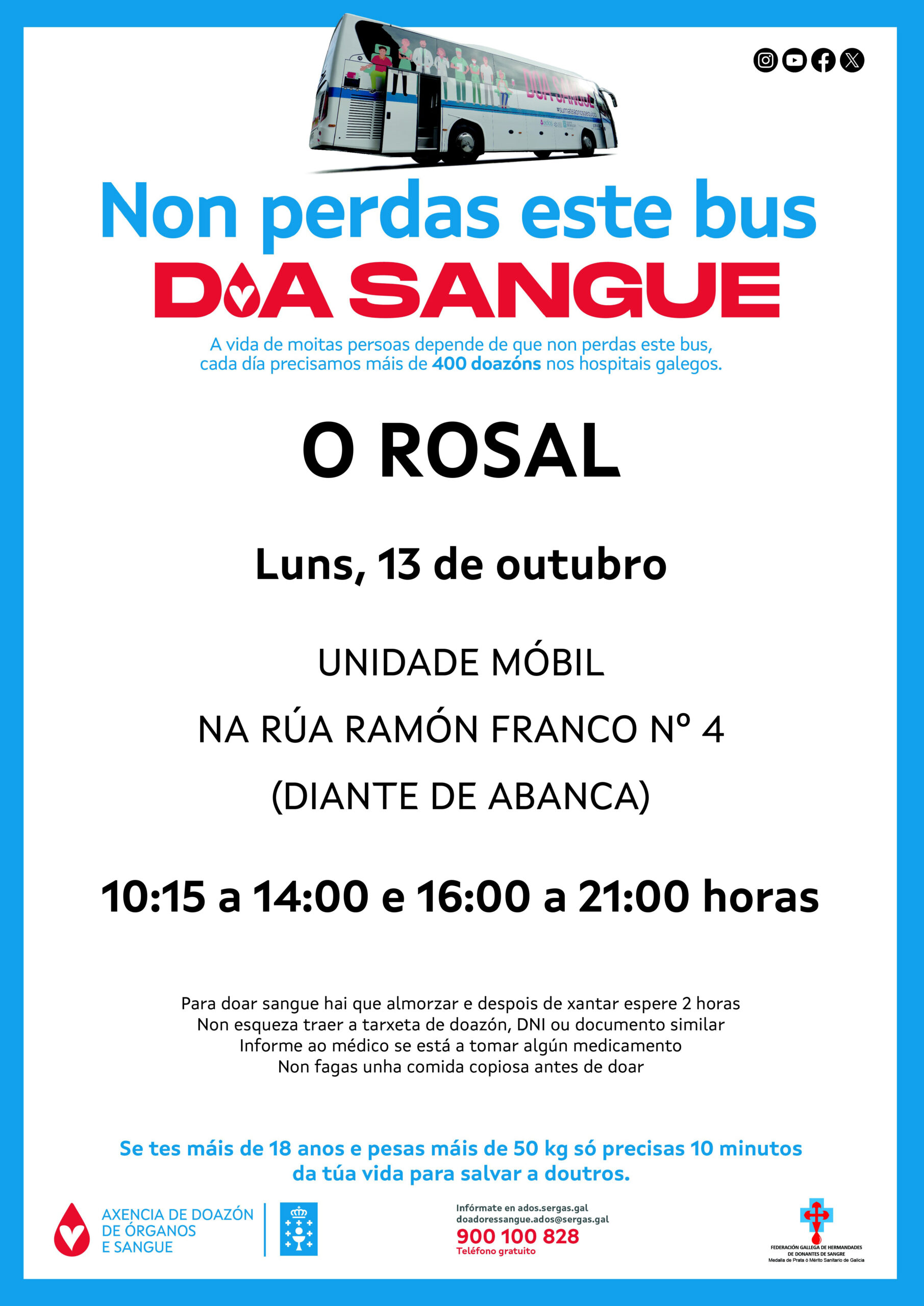 O Rosal acolle unha nova visita dunha unidade moìbil da Axencia Galega de Doazoìn de Sangue