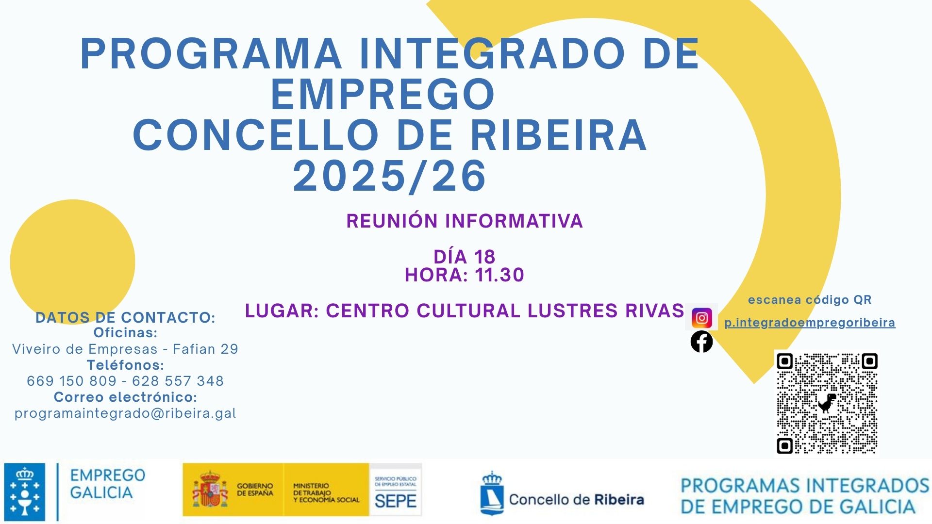 Cartel da reunión informativa do Programa Integrado de Emprego do 18 de novembro de 2025