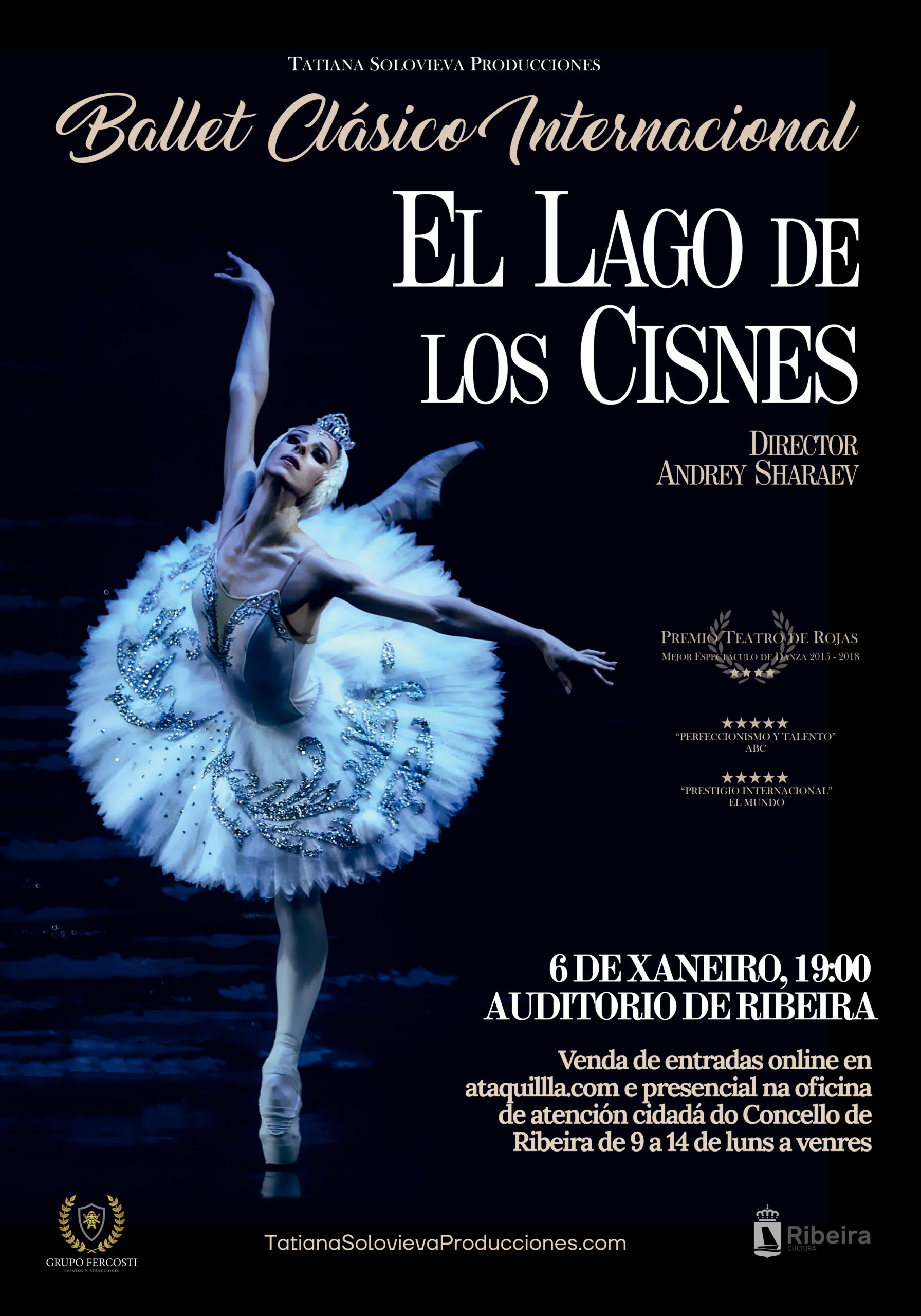 Cartel do espectáculo El lago de los cisnes