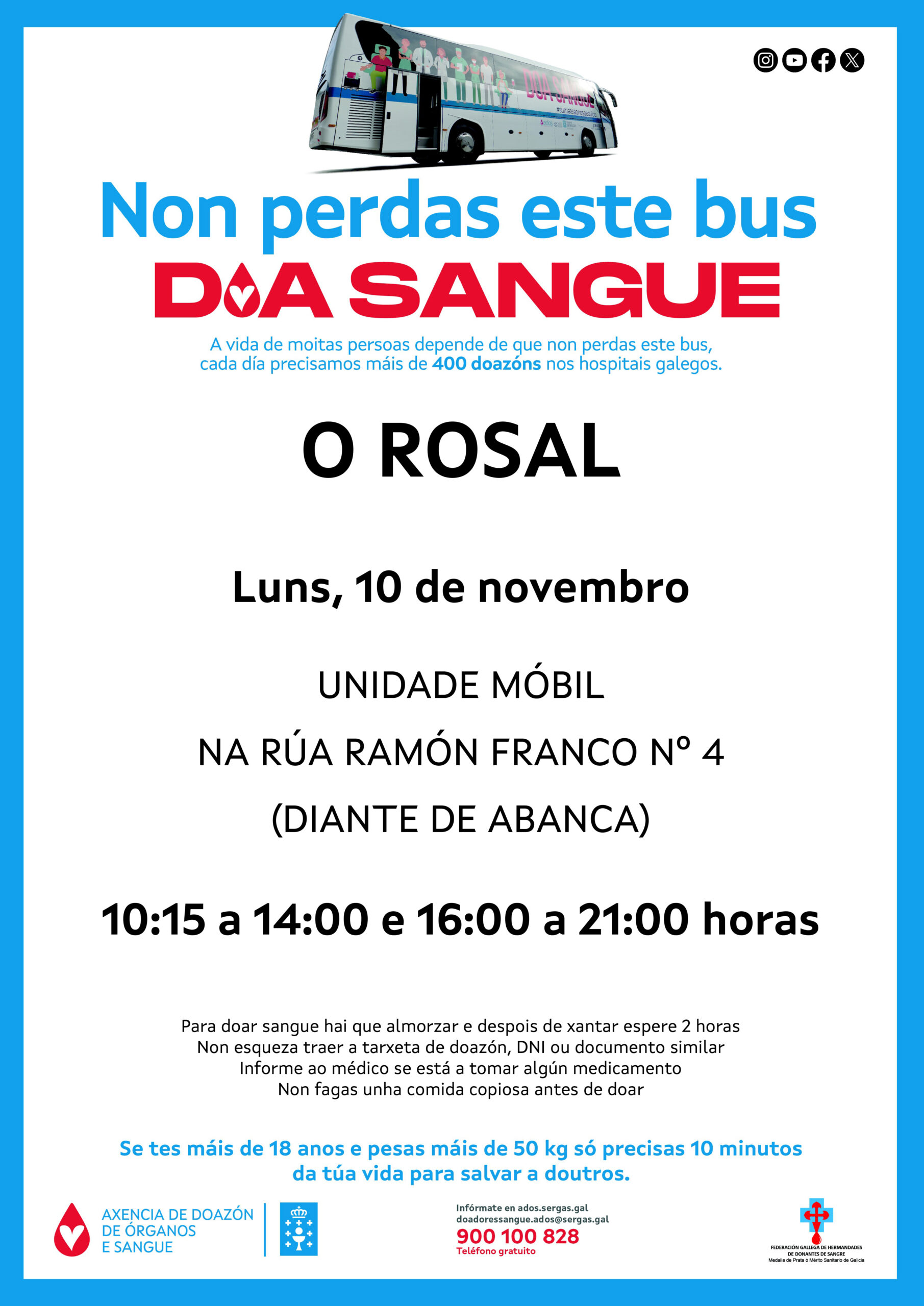 Nova visita dunha unidade moìbil da Axencia Galega de Doazoìn de Sangue ao Rosal