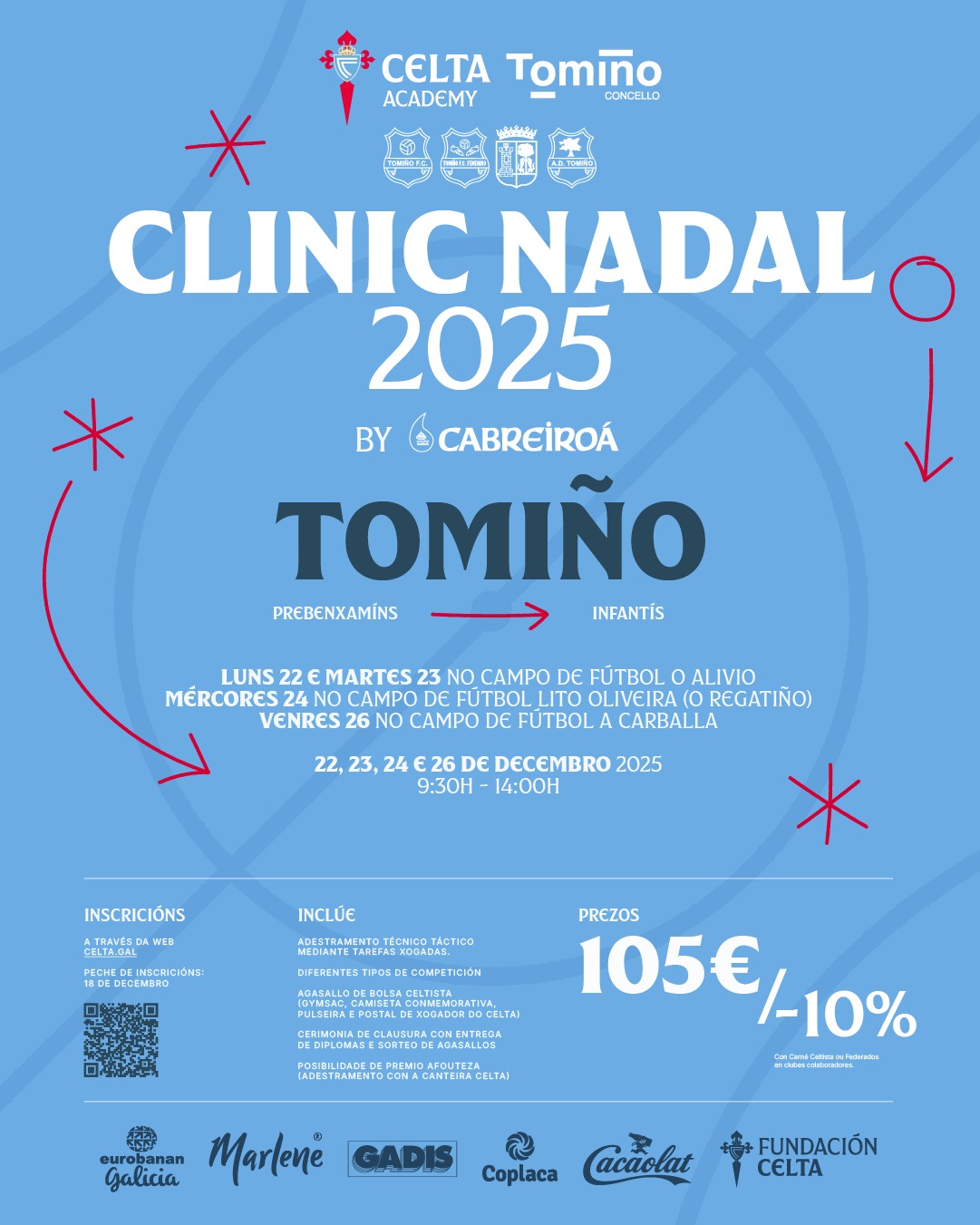 O Concello de Tomiño e o RC Celta colaboran para traer o primeiro Clinic de Nadal ao municipio