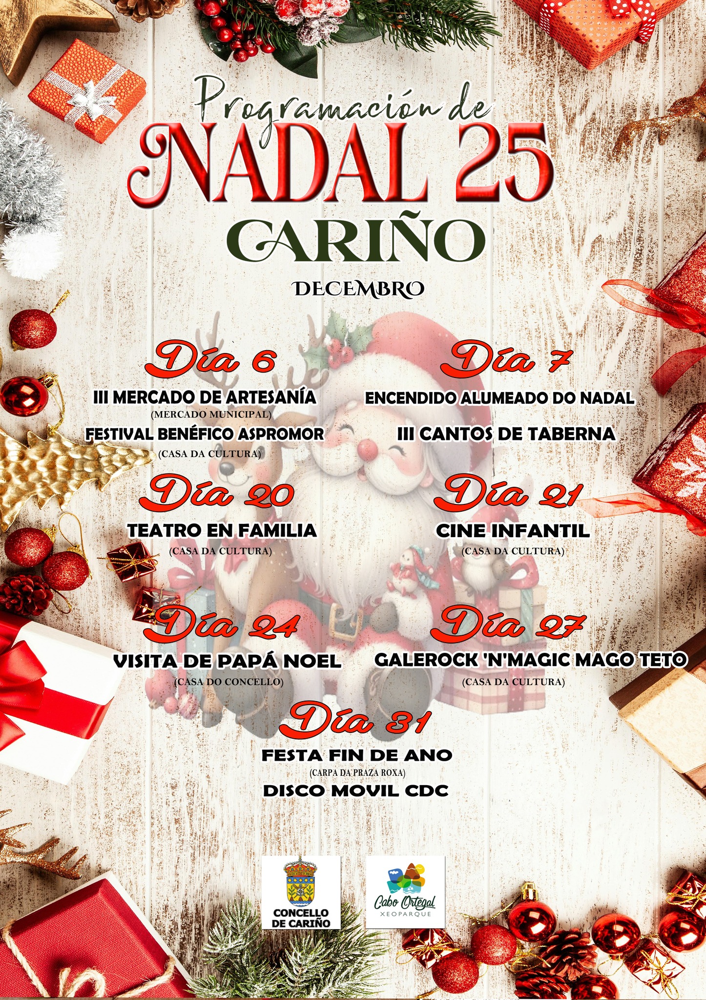 CARTEL Cariño – El Concello de Cariño presenta su programación de Navidad con múltiples actividades para todos los públicos