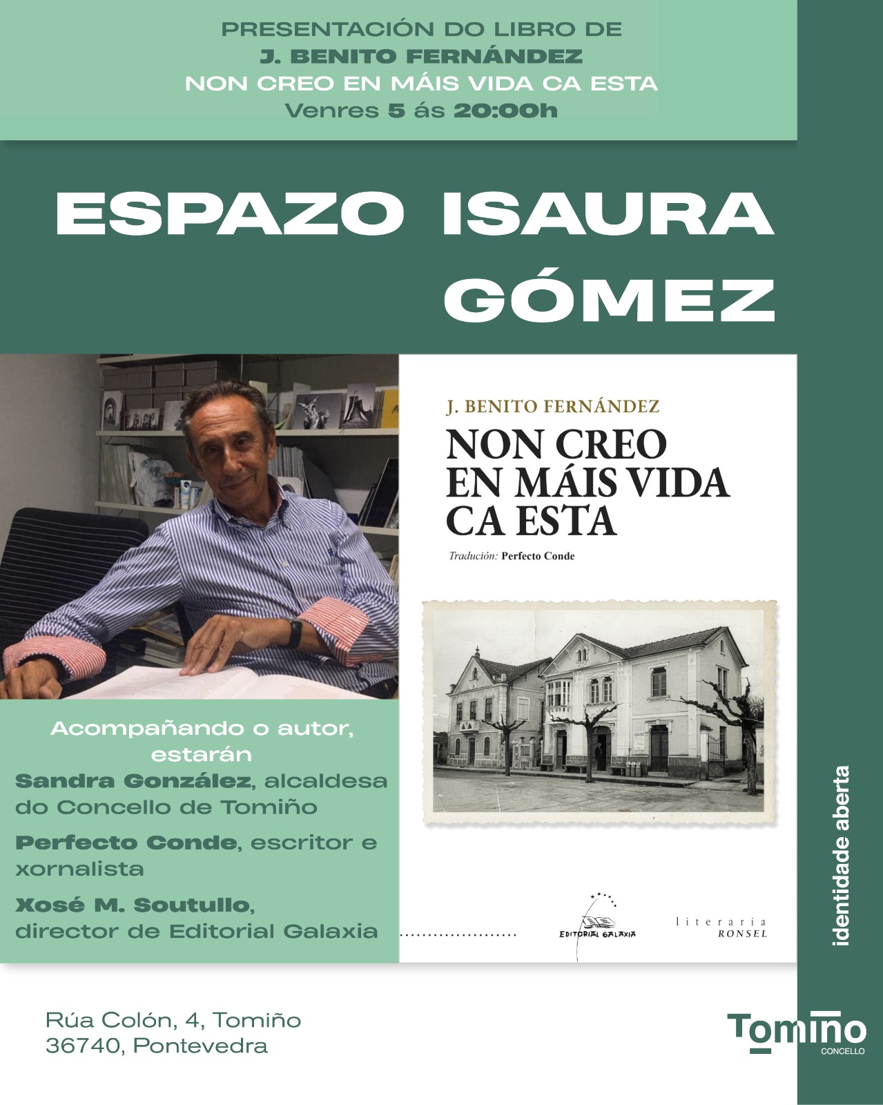 O xornalista J. Benito Fernández estrea no Espazo Isaura Gómez a súa primeira novela en galego