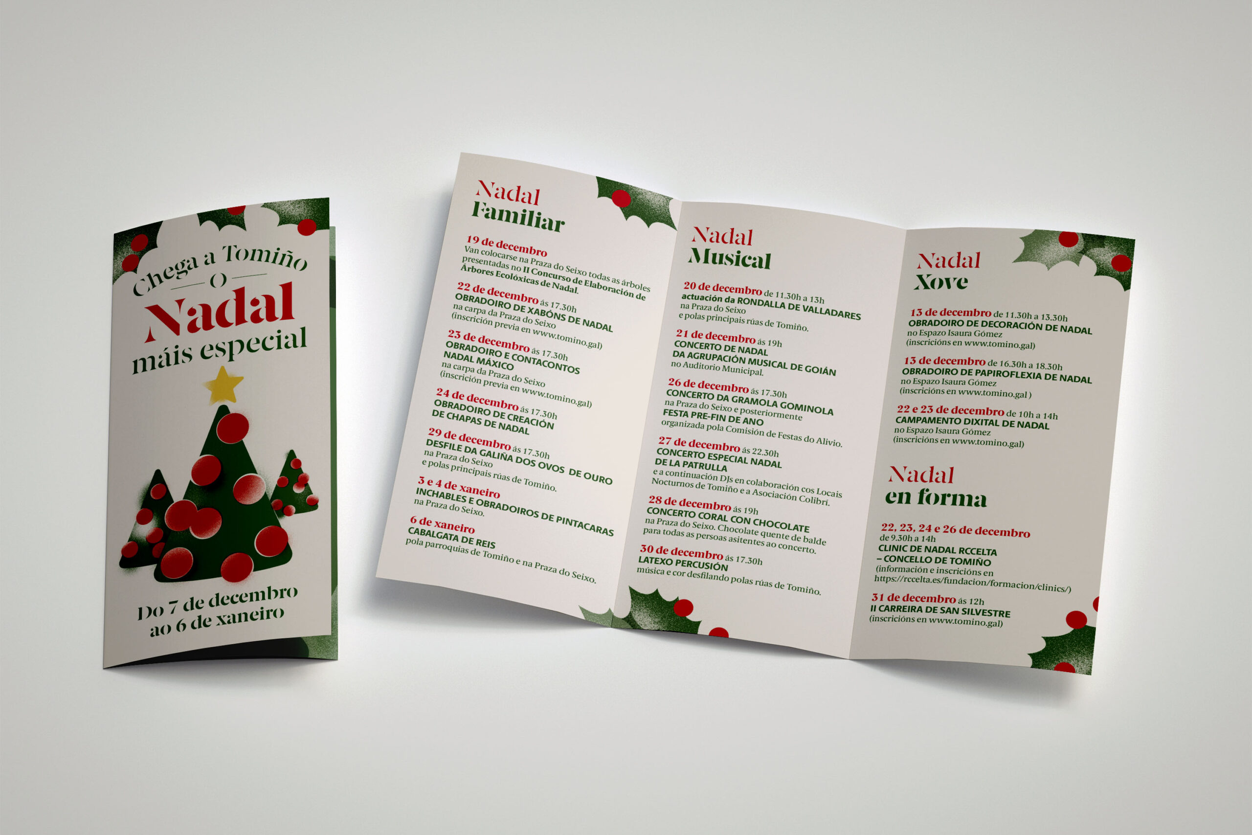 Opened Leaflet Mockup on gray background. 3d rendering.