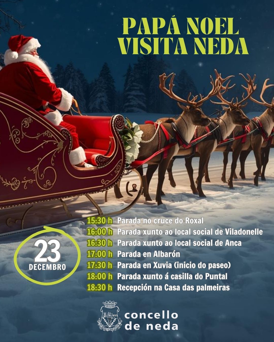cartel visita Papá Noel a Neda