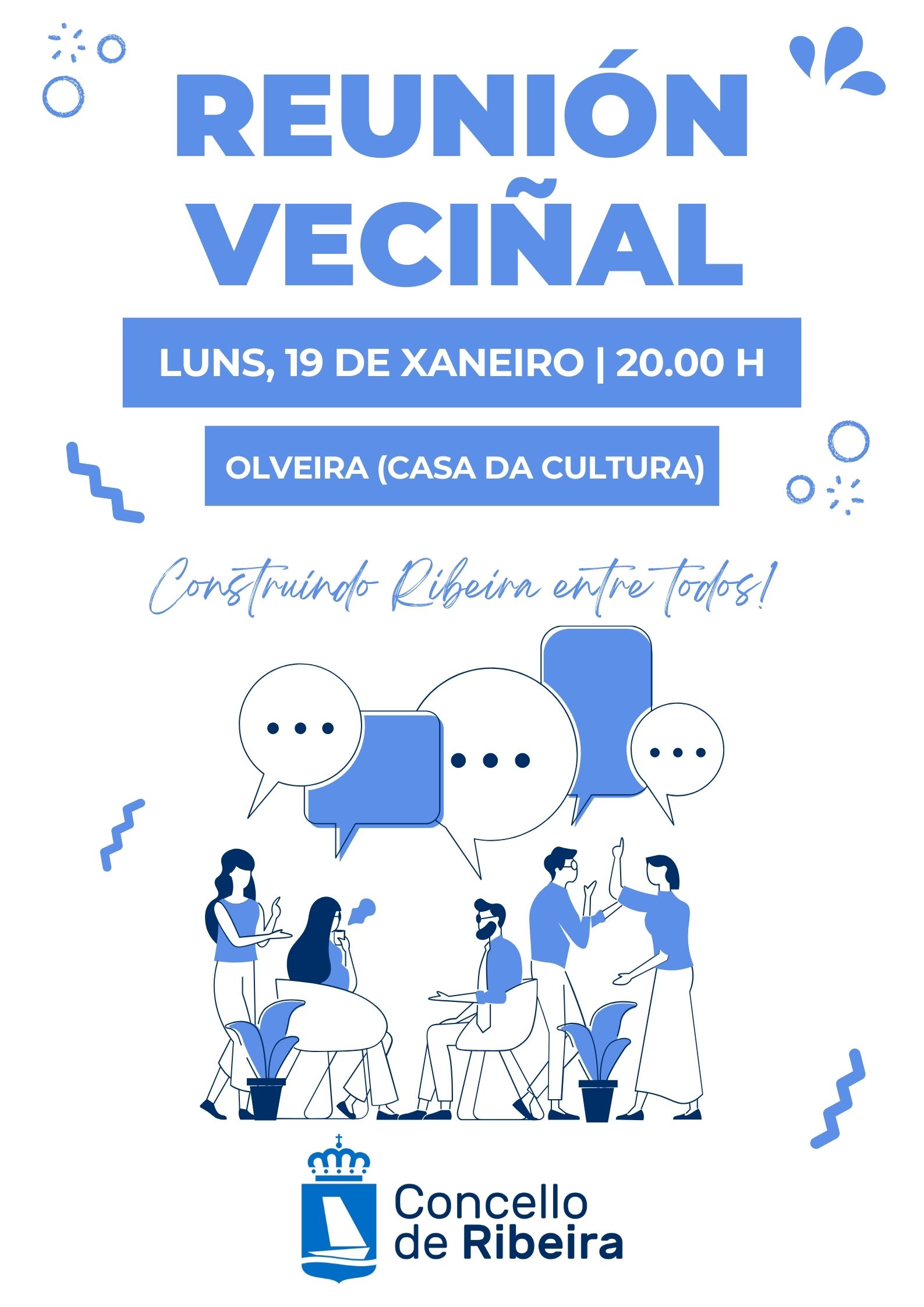 Cartel das reunións veciñais. Olveira. Xaneiro 2026