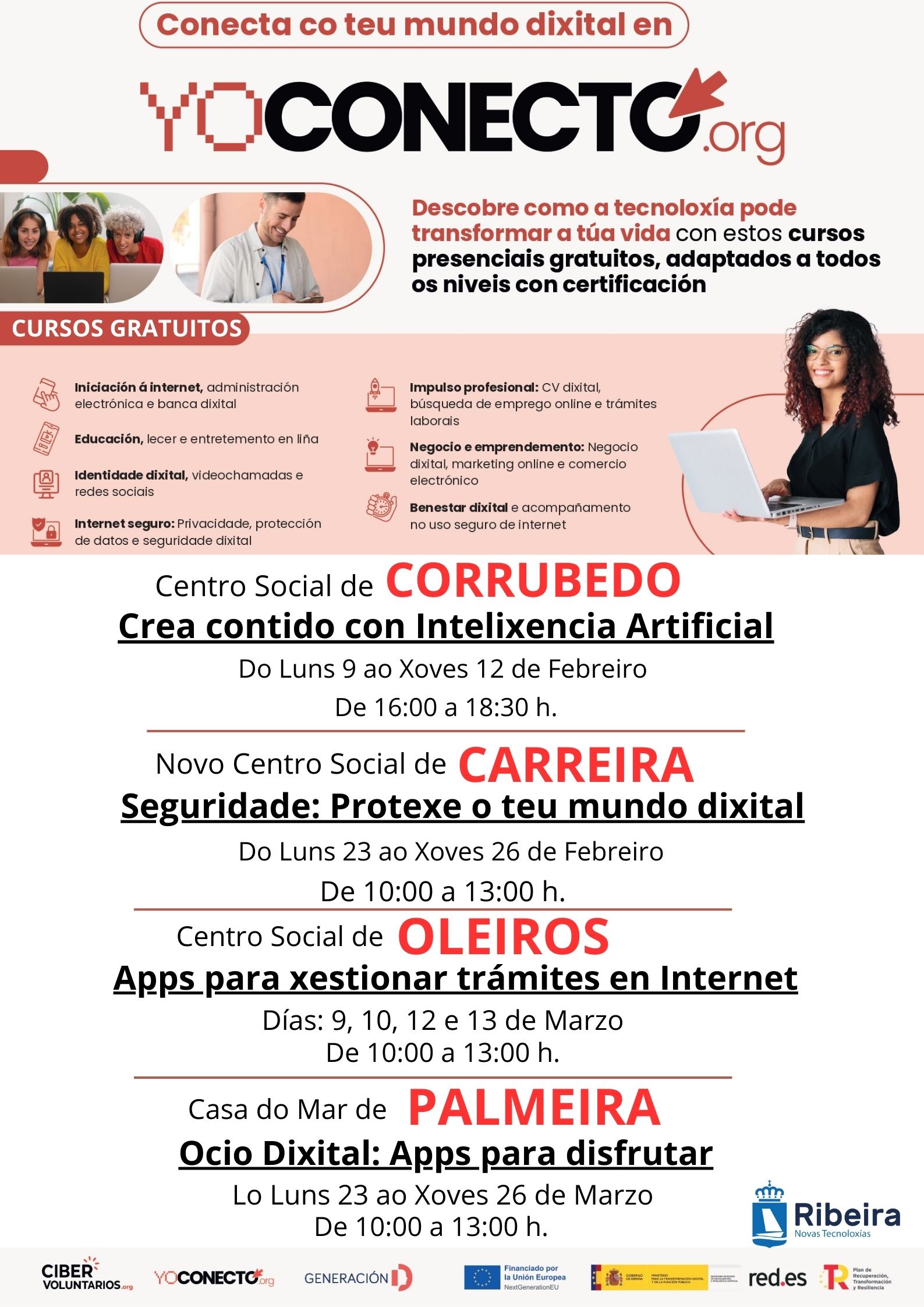 Cartel dos cursos nas parroquias. Primeiro trimestre 2026