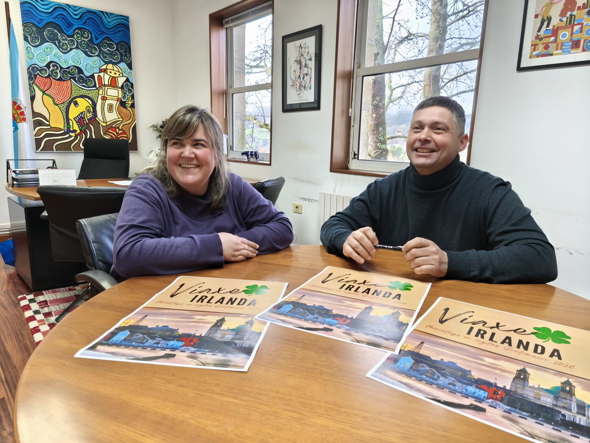 Rosana Martínez Boullosa e Manu Lourenzo na presentación do programa de formación a Irlanda