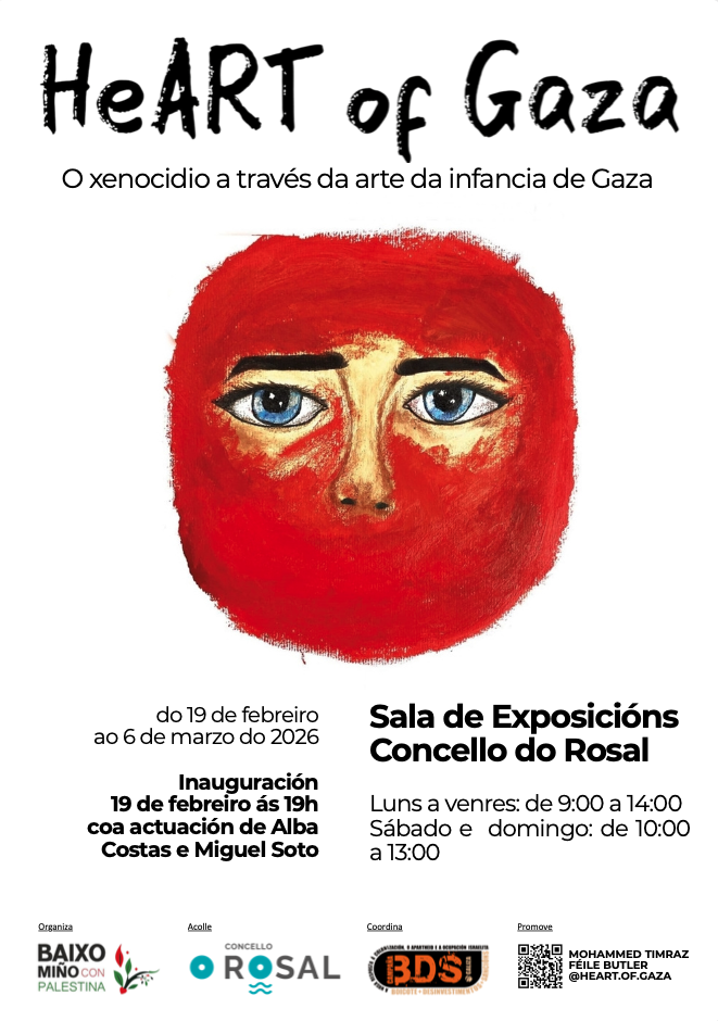 A exposicioìn heART of Gaza chega ao Rosal con debuxos realizados por nenas e nenos de Gaza