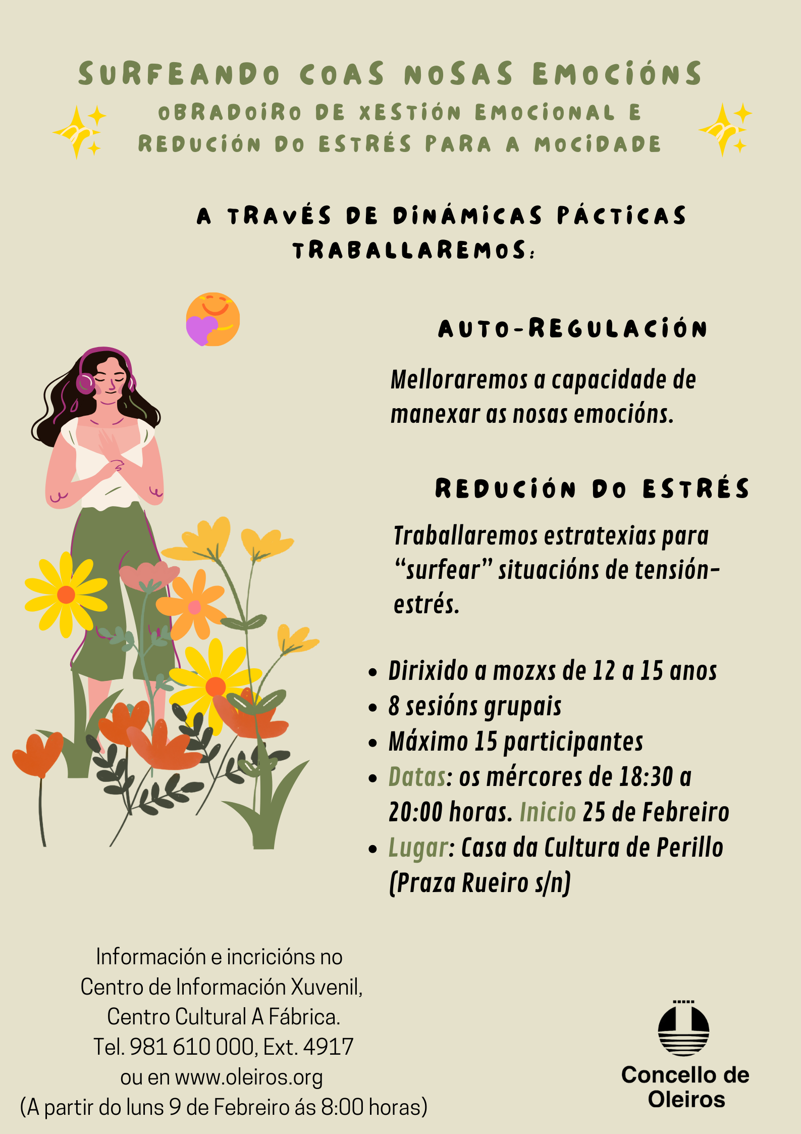 Cartel Obradoiro Xestión Emocional 12 a 15