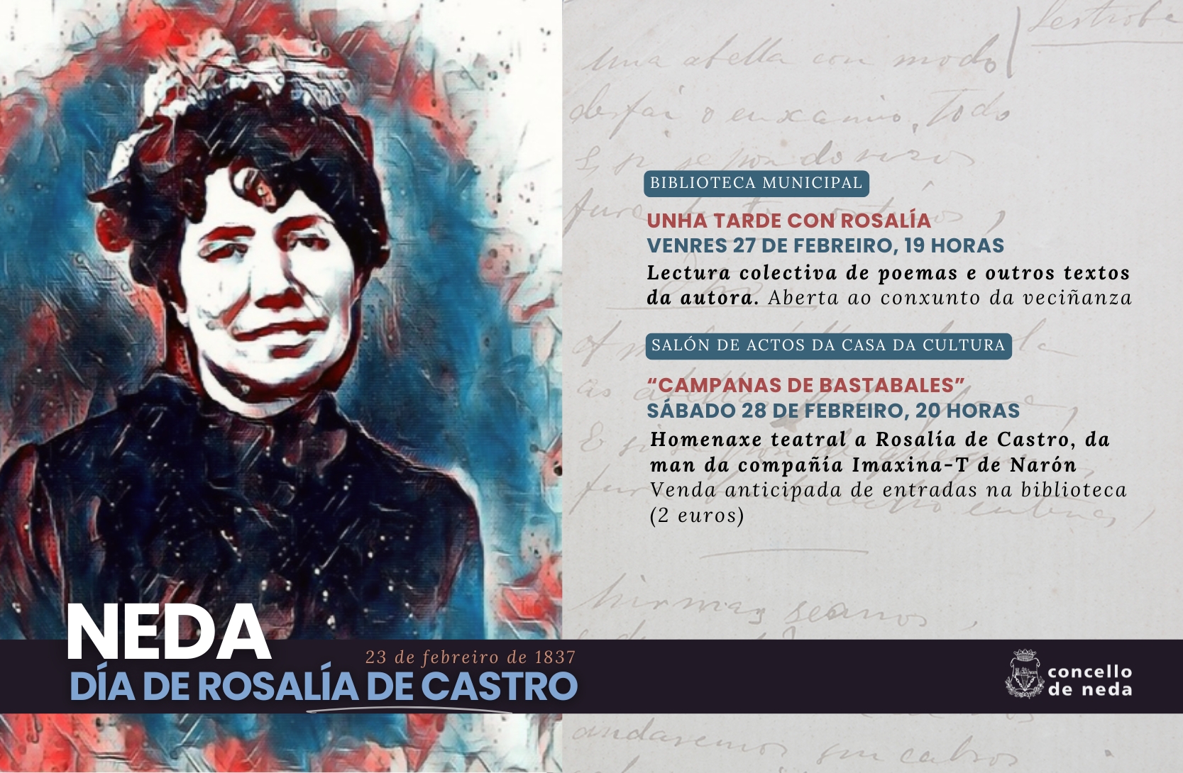 Cartel horizontal Día Rosalía de Castro