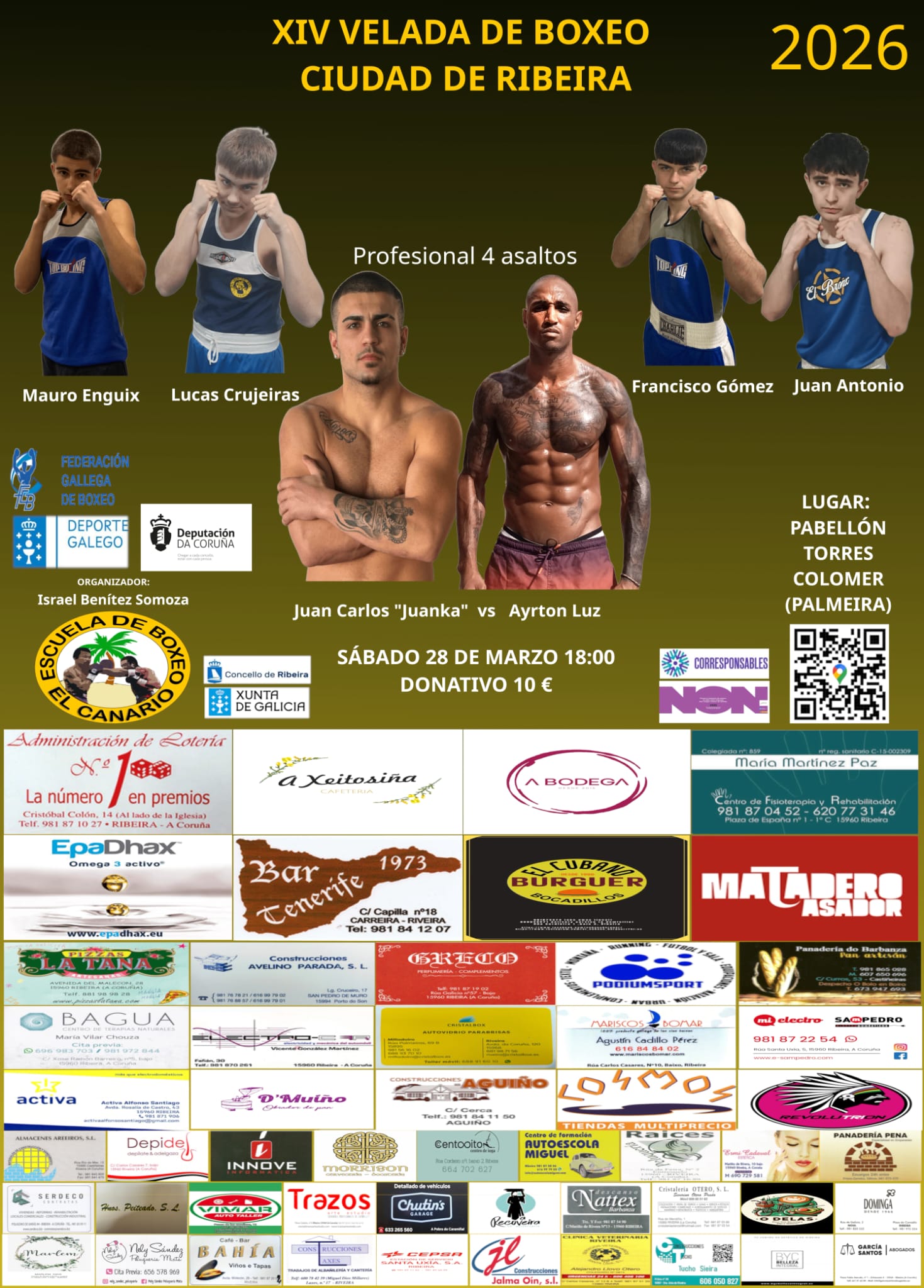 Cartel da XIV Velada de Boxeo Cidade de Ribeira