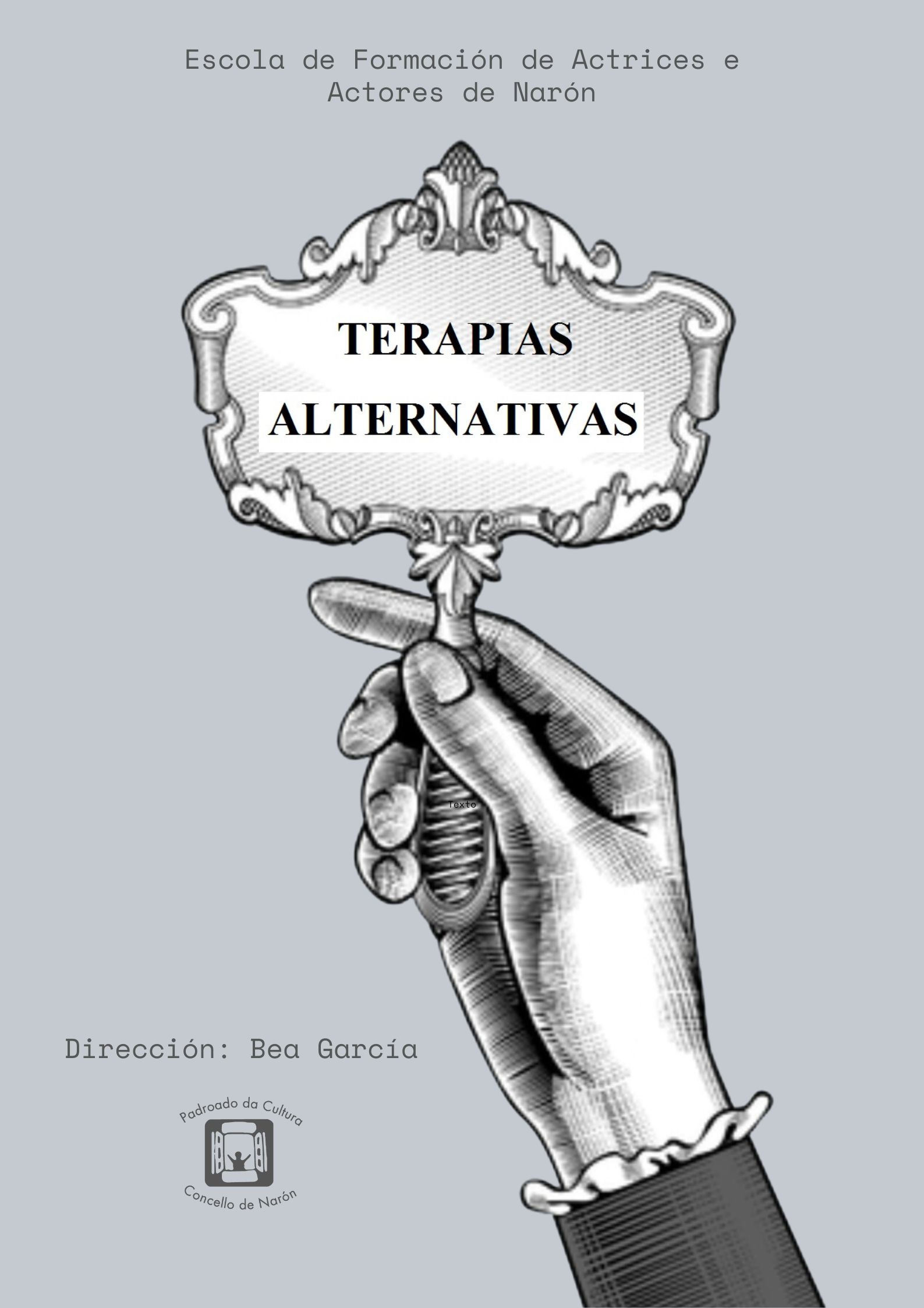Cartel da obra de teatro Terapias alternativas. Marzo 2026