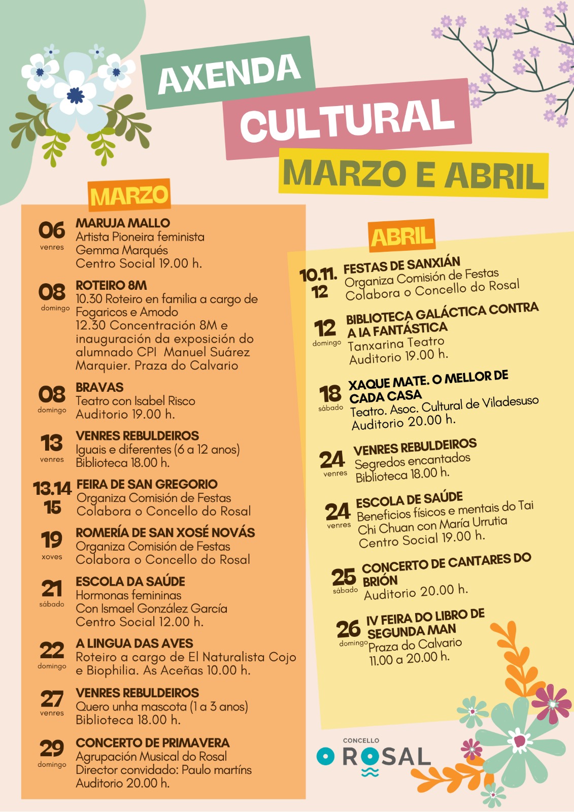 Maģis de 50 horas de lecer para vivir a primavera no Rosal