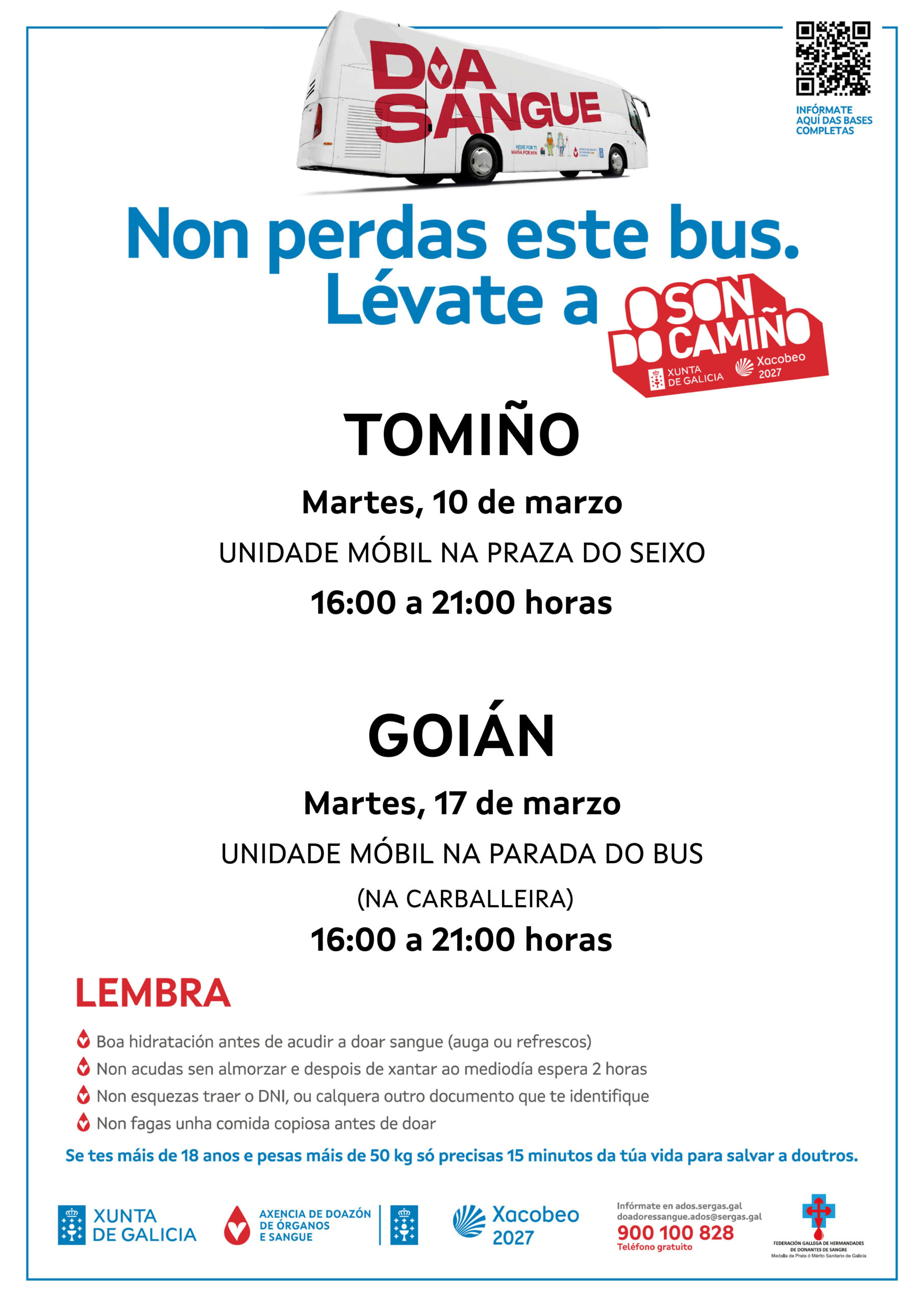 Primavera con dobre cita coa Axencia Galega de Doazón de Sangue en Tomiño e Goián