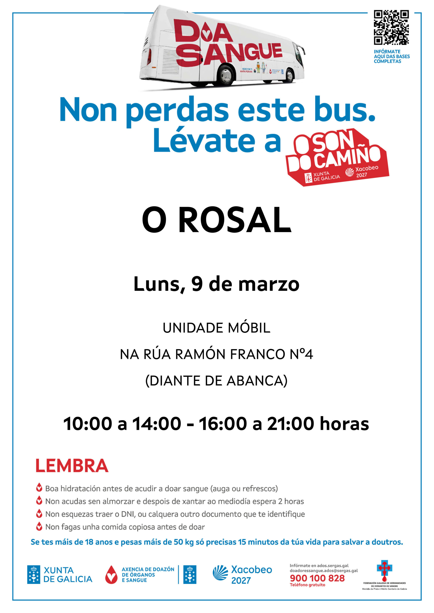 Primavera solidaria no Rosal coa visita do autobuěs da Axencia Galega de Doazoěn de Sangue